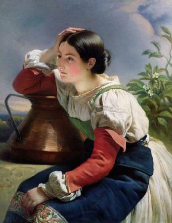 Franz Xaver Winterhalter Young Italian Girl at the Well Sweden oil painting art